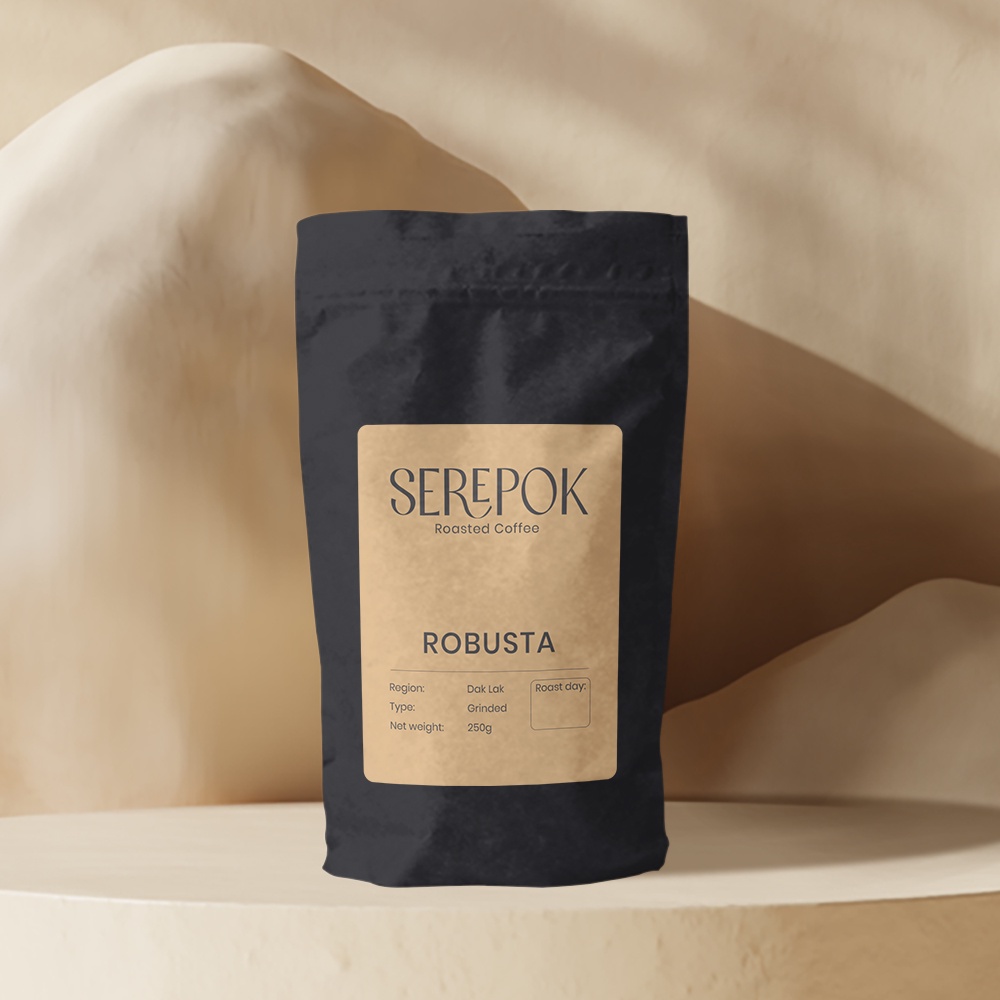 Cà phê rang xay dòng Robusta - Serepok Coffee 500g/gói