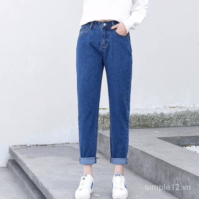 Quần Jeans Nữ Ống Rộng Thời Trang Hàn 2018