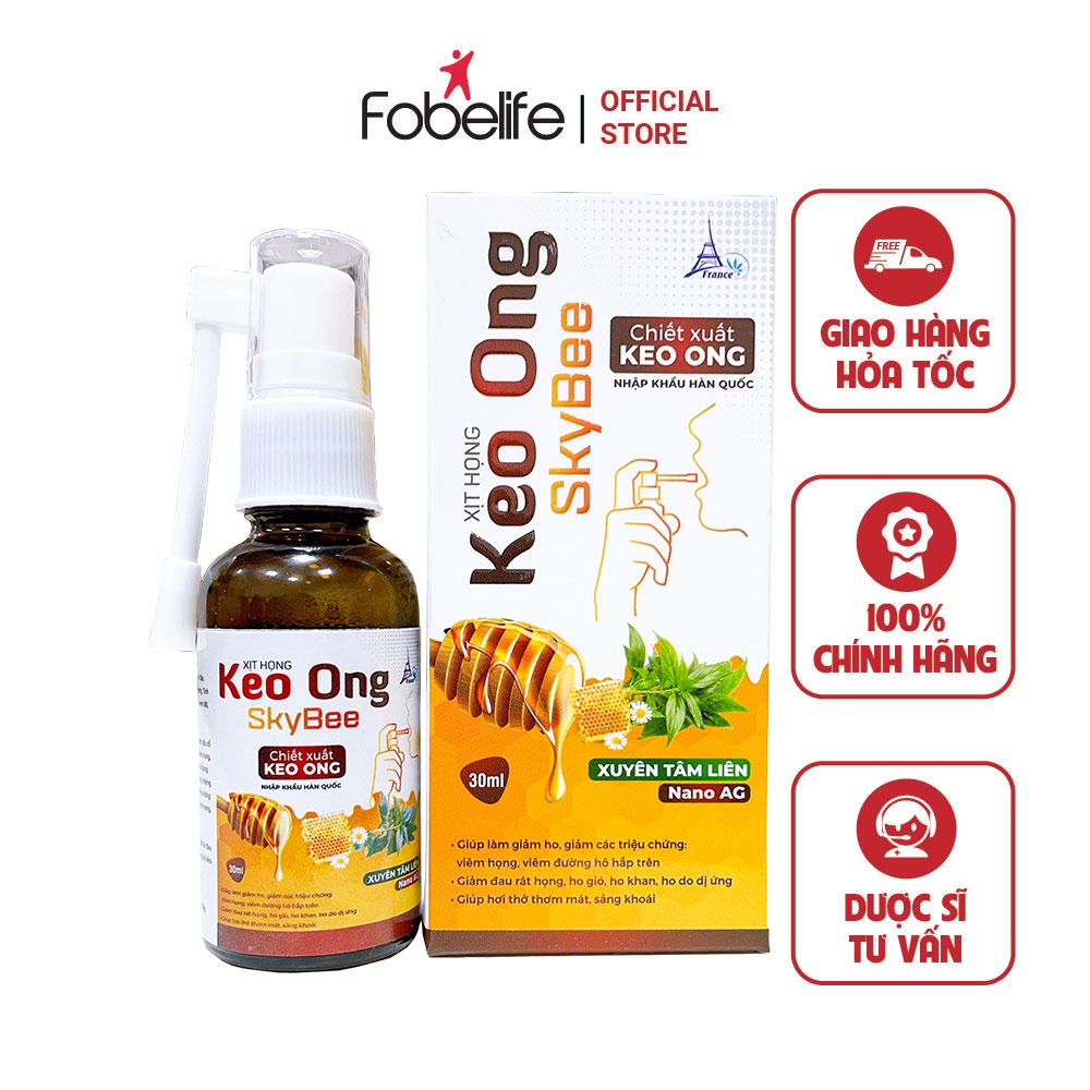 Chai Xịt Keo Ong Sky Bee Fobe Giảm Ngứa Rát Cổ Họng, Mang Lại Cảm Giác Dễ Chịu - Chai 30ml