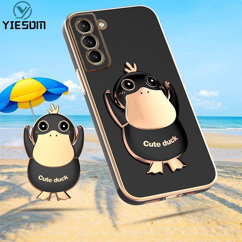 Ốp Điện Thoại Silicon Mềm Chống Sốc Có Giá Đỡ Hình Vịt Dễ Thương Cho Samsung Galaxy S22 S21 Ultra S22 Plus S21 FE S21 Plus