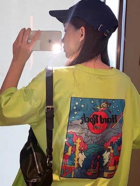 Clip-ảnh thật áo phông xanh lá hard rock (SỈ 29K)tay lỡ form rộng freesize | BigBuy360 - bigbuy360.vn