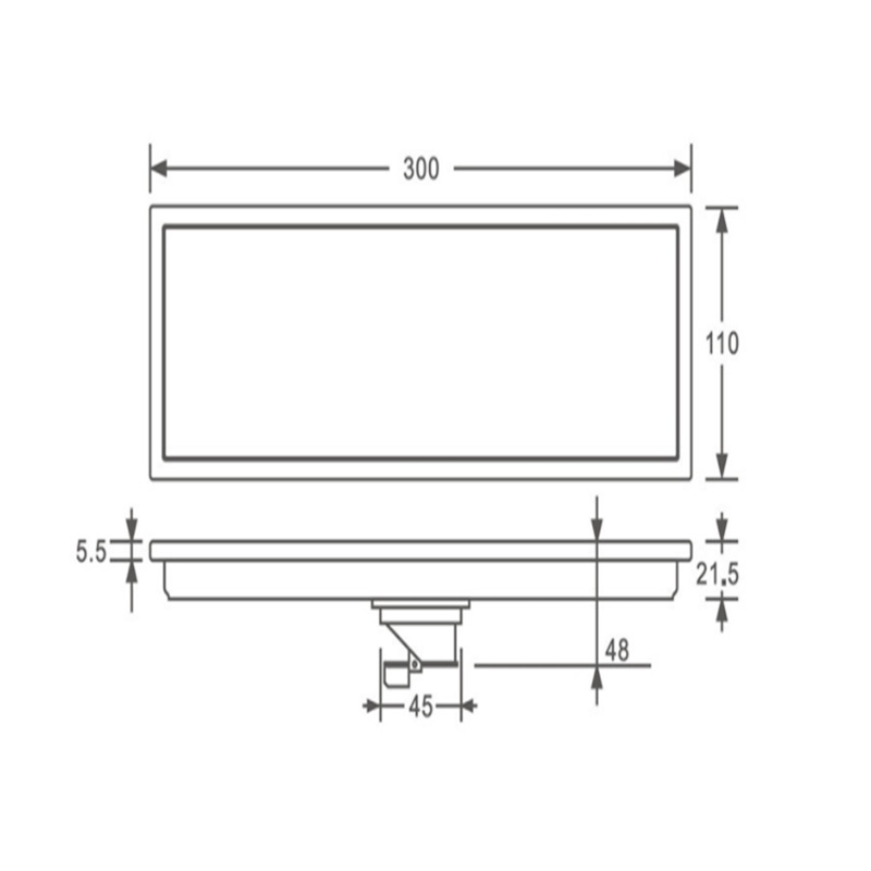 Nắp Cống Thoát Nước Sàn Nhà Nhà Tắm Hình Chữ Nhật Bằng Thép Không Gỉ 304 10*30Cm