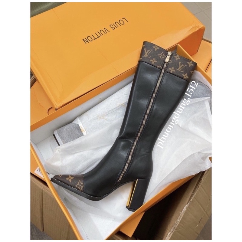 Boot đùi Lv mũi nhọn đinh hàng super fullbox