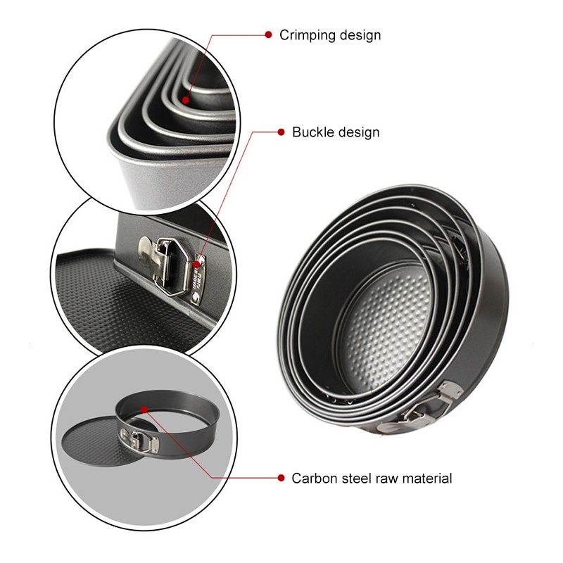 Khuôn Nướng Bánh Tròn Bằng Thép Carbon Chống Dính Màu Đen 4 / 6 / 8 / 10 inch
