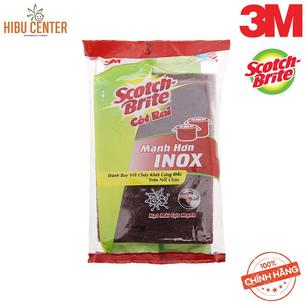 Gói 4 Miếng Cước Cọ Rửa Scotch-Brite 3M 7447 Mạnh Hơn Inox - Chữ Nhật (10x15cm) Hàng Chính Hãng – HIBUCENTER