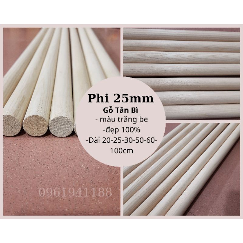 Thanh Gỗ Tròn Phi 25mm Gỗ Tần Bì