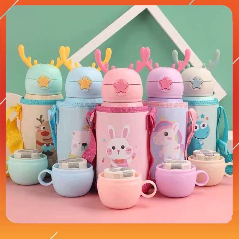 Bình Giữ Nhiệt Cao Cấp Love Baby Có Ống Hút Nước Cho Bé