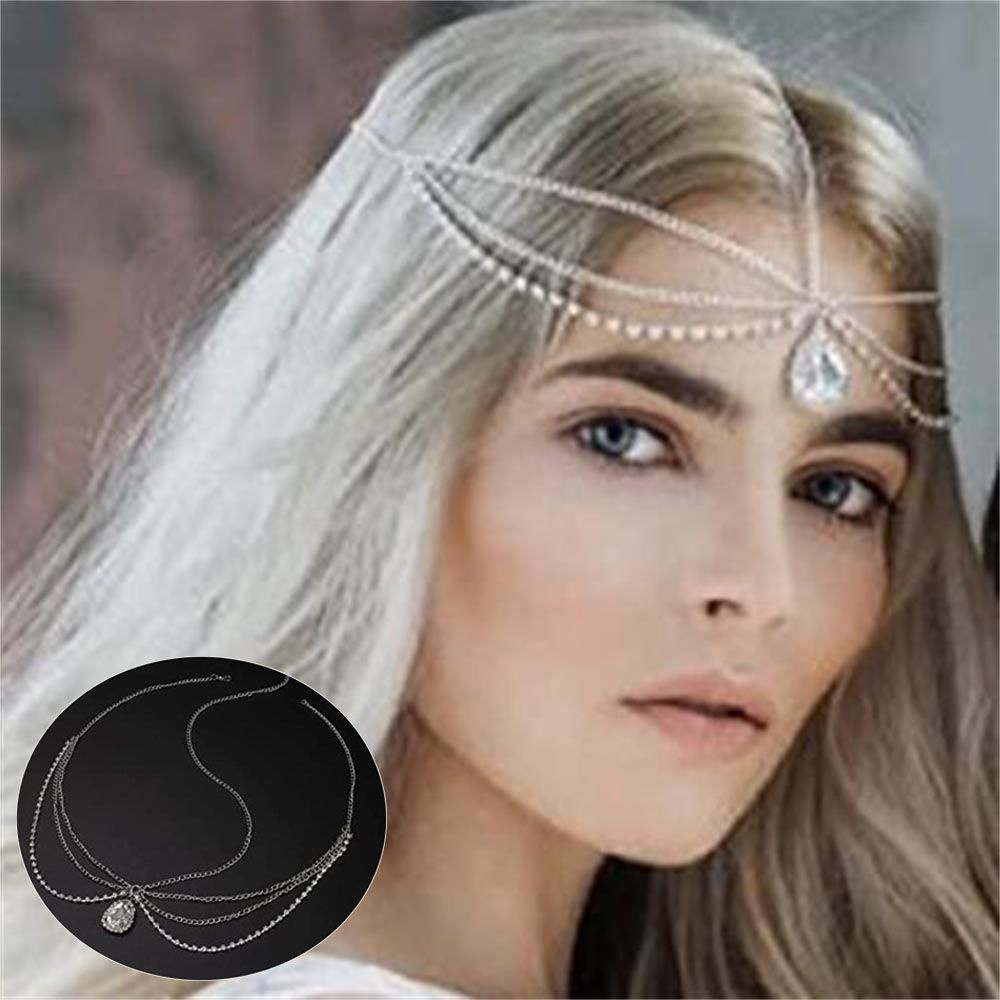 Bebetterm 1Pc Head Chain Crystal Rhinestone Alloy Wedding Jewelry Bride Hair Jewelry Accessories