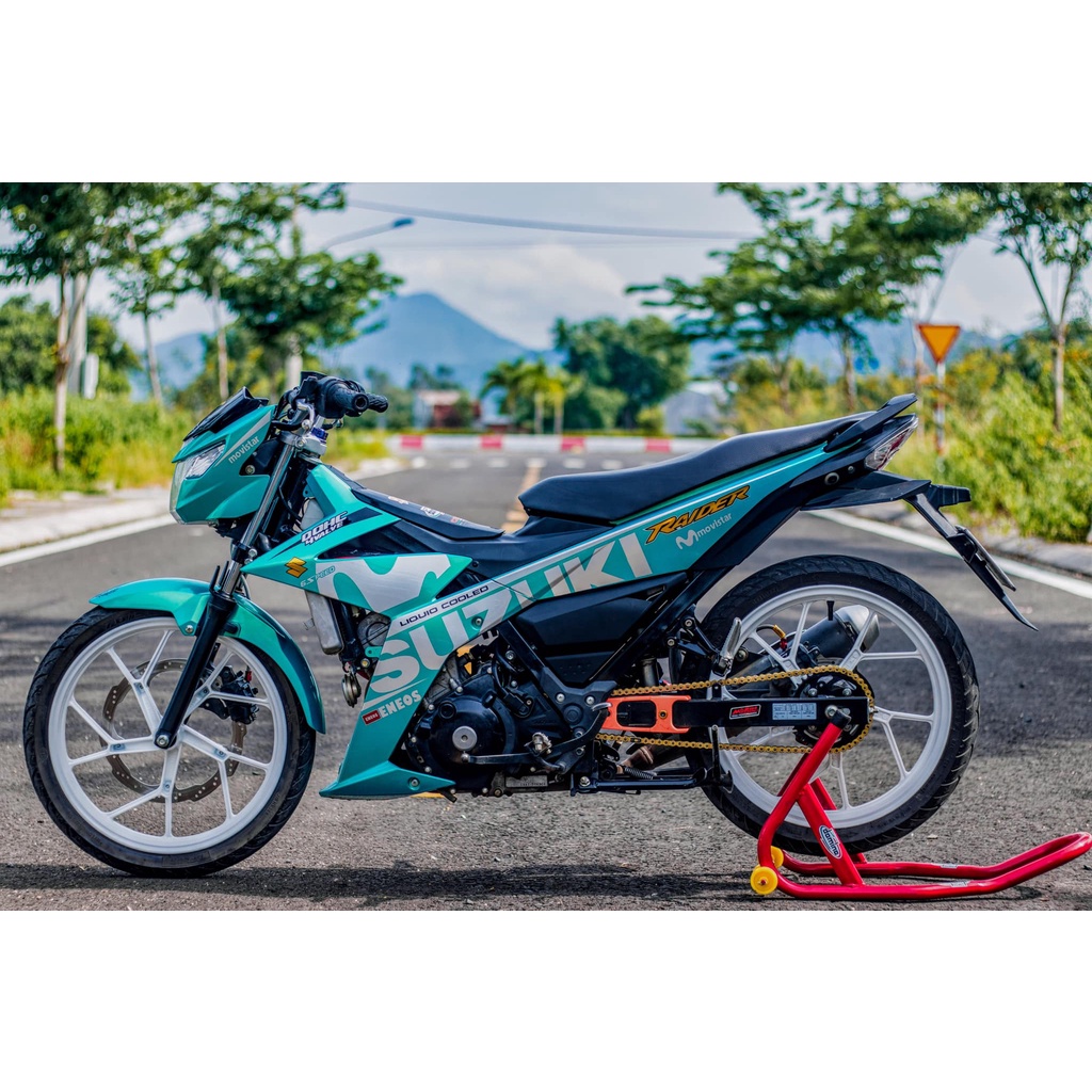 Tem Rời Dán Xe Raider FI Mẫu Movistar Xanh Cực Chất, Hàng 3 Lớp Chất Lượng Cao