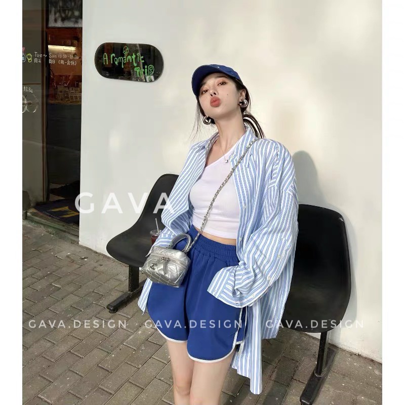 Áo sơ mi kẻ chất thô lụa dễ mix đồ trẻ trung phong cách hàn xẻng HUAH
