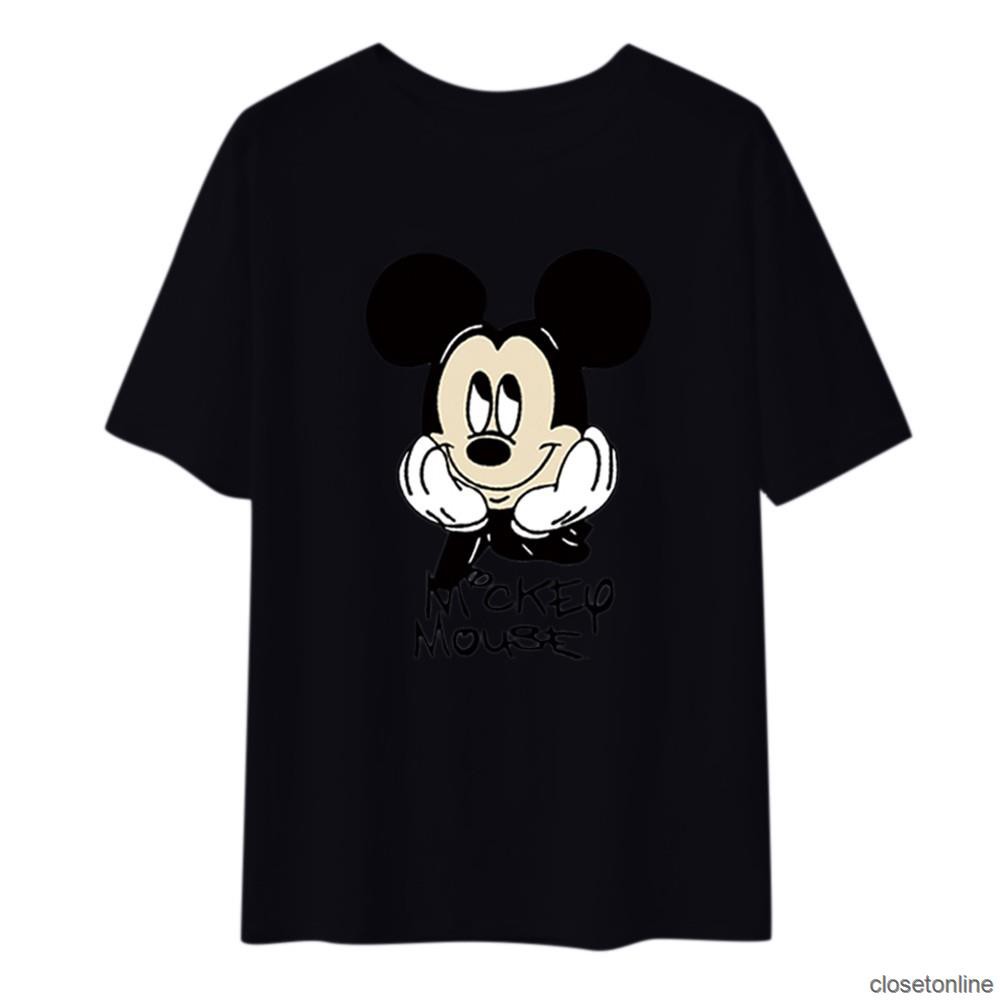 Áo Thun cổ tròn Nữ Ngắn Tay Hình Chuột Mickey