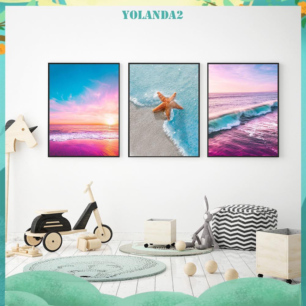 Set Tranh Đính Đá 5d Hình Phong Cảnh Bờ Biển Trang Trí Thủ Công