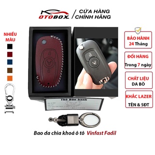 Bao da chìa khoá ô tô vinfast fadil, bọc bảo vệ chìa khoá smartkey oto cao cấp chống xước, khắc tên và số điện