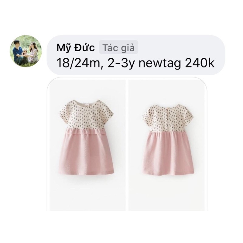 Thanh lý váy zara auth cho bé 12-18m