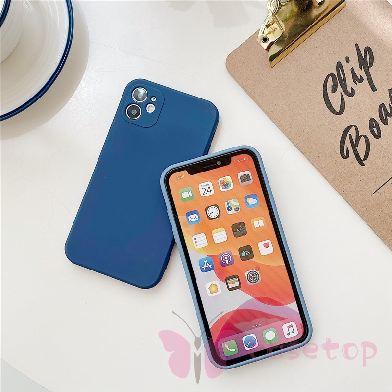 Ốp điện thoại TPU silicon viền thẳng màu trơn iPhone 11 8plus 7plus 8 7 6 6s Plus X XS SE K