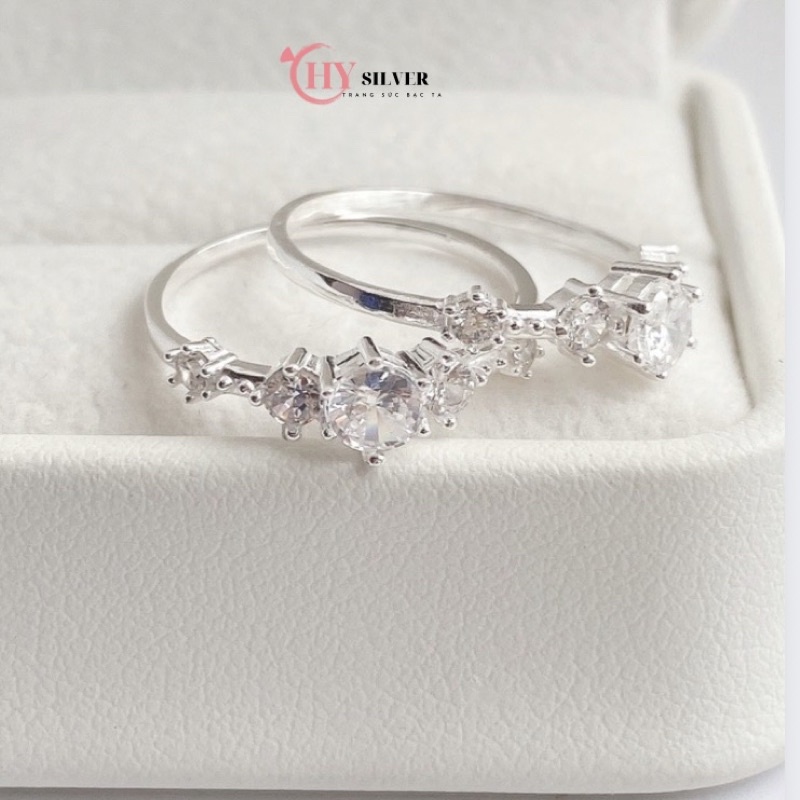 Nhẫn bạc ta snow princess ori nhẫn bạc ta bông tuyết 5 viên đá nhẫn nữ bạc thật giá rẻ CHY SILVER