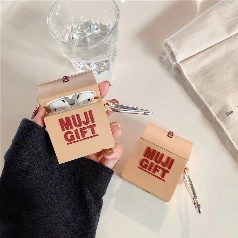Japanese Muji Gift Bag Airpods Case wireless bluetooth earphone airpods 1 2 pro protective cover soft sil thumbnail