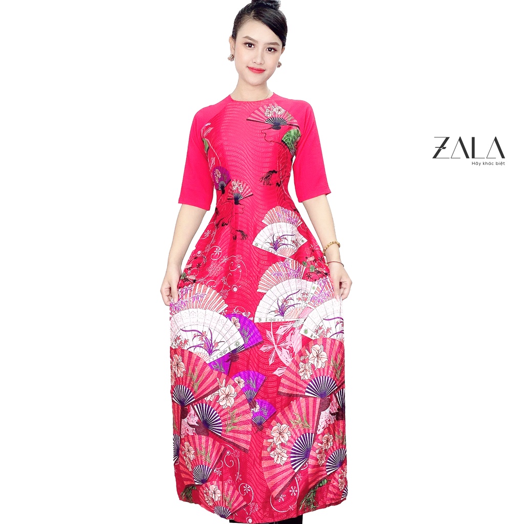 Áo dài cách tân nữ 3D, áo dài nữ cao cấp thiết kế ôm boby mới lạ chất liệu lụa in 3D ZALA