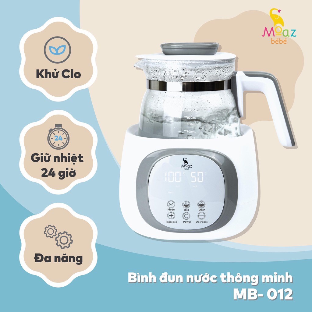 MOAZ BÌNH ĐUN NƯỚC ĐIỀU CHỈNH NHIỆT ĐỘ PHA SỮA. HÍNH HÃNG BEBE ( có bảo hành)