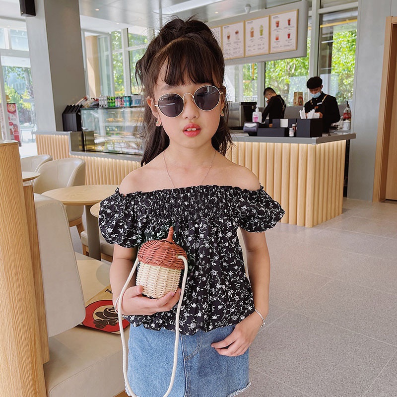 Túi Đeo Chéo Đan Mây Thủ Công Hình Quả Thông Dễ Thương Cho Bé Gái