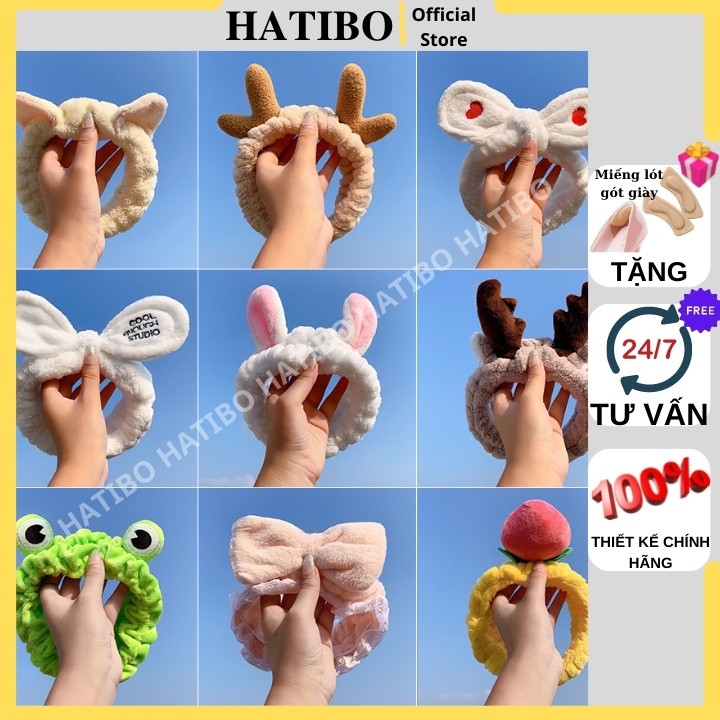 Băng Đô Cài Tóc Rửa Mặt Trang Điểm Mềm Mịn, Co Giãn, Bờm Turban HATIBO