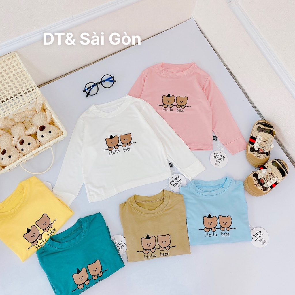 Áo Dài Tay Vải Thun Lạnh In Hình Gấu Không Bai Không Xù