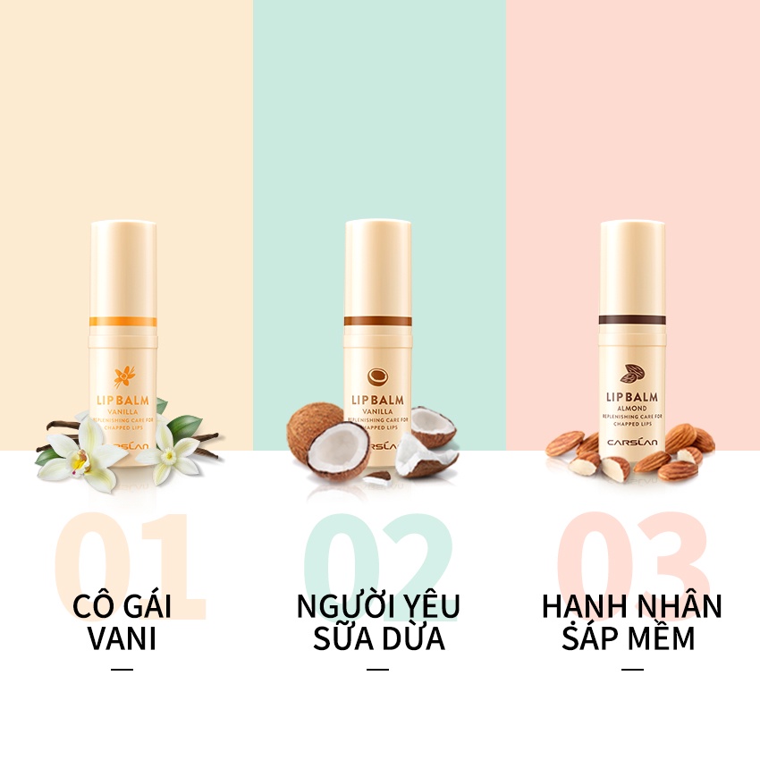 Son dưỡng môi CARSLAN chiết xuất trái cây lành tính dưỡng ẩm mềm mại làm mờ thâm môi 4g