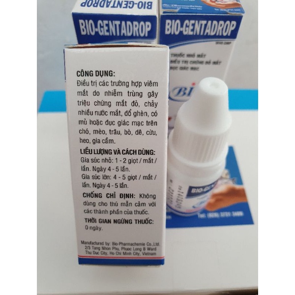 Chai nhỏ mắt BIO GENTADROP 10ml cho chó mèo thú cưng