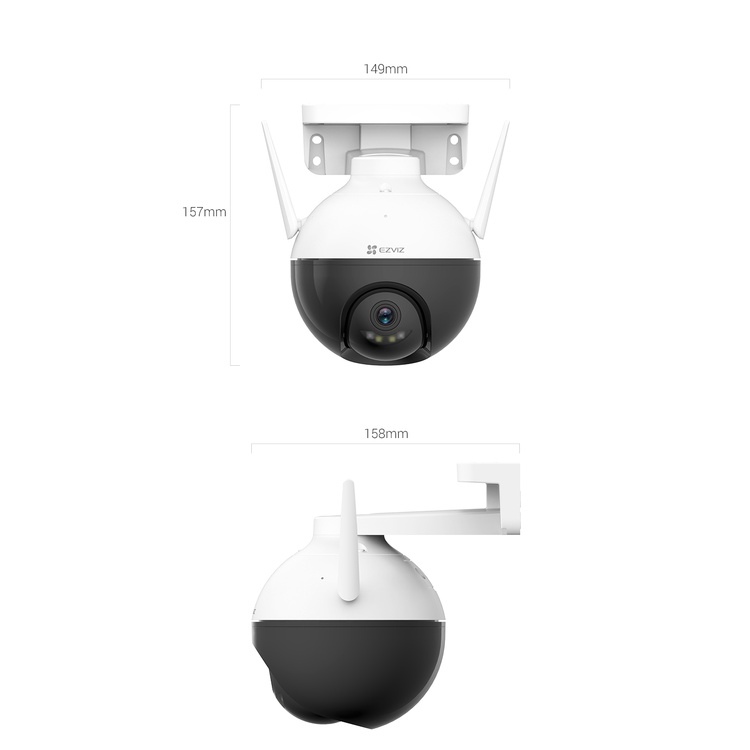 Camera wifi ngoài trời, xoay 360 độ, còi đèn báo động, Ezviz C8W 4MP 2K, màu ban đêm, Đàm thoại 2 chiều- chính hãng