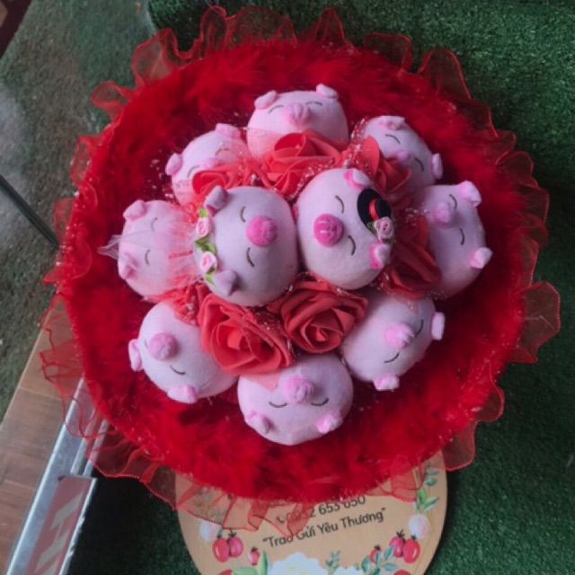 Hoa gấu bông heo tình nhân