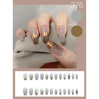 Bộ 24 Móng Tay Giả Xám Khói  (keo dán)