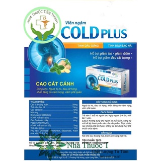 Viên ngậm ho cold plus giảm ho giảm đờm giảm đau rát họng