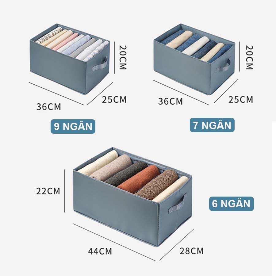 [Chống Nước] Hộp Vải Đựng Quần Áo Chia Ngăn, Thùng Đựng Quần Áo Gấp Gọn Khung Nhựa Chắc Chắn, Chống Nước P070