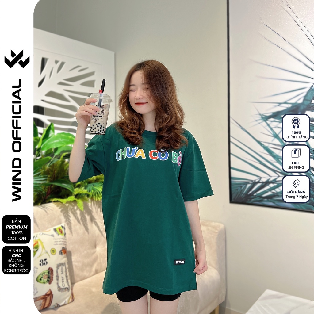 Áo thun tay lỡ unisex WIND phông form rộng 65% Có Bồ nam nữ oversize ulzzang