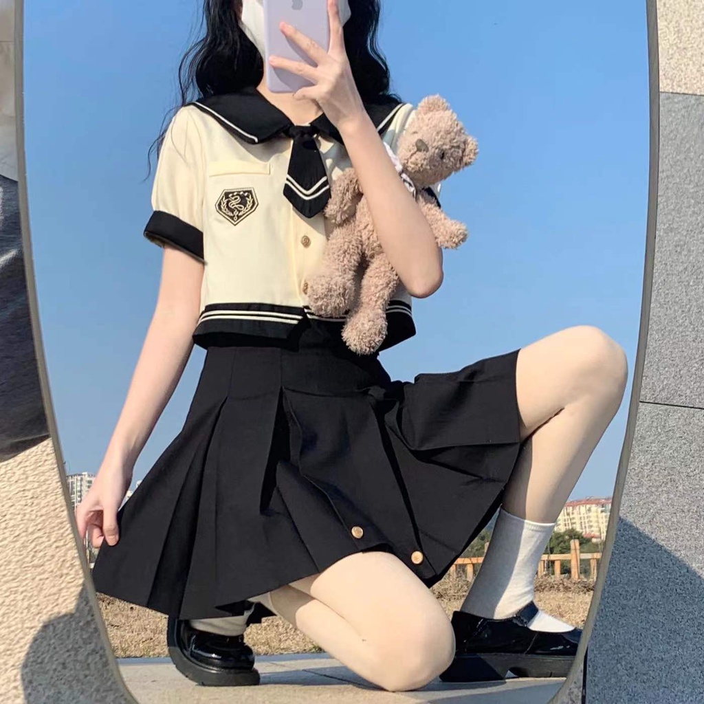 Ảnh Thật Yunyue Sốt JK Kawawa Riyi Bộ Đồng Phục Xếp Ly Chính Hãng Nhật Bản Hàn Quốc Cho Học Sinh