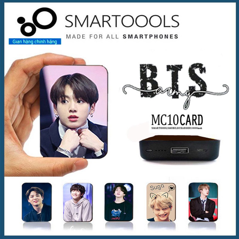 Pin Sạc Dự Phòng Độc Đáo Chính Hãng SmarToools 10000mAh Hình CÁC THÀNH VIÊN NHÓM BTS (Tặng Kèm Cáp)