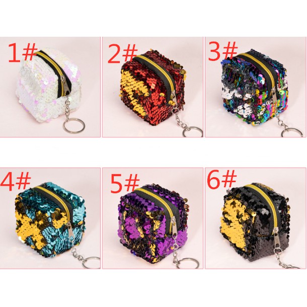 Ví hình hộp mini đính sequin lấp lánh đựng tiền đồng dễ thương | BigBuy360 - bigbuy360.vn