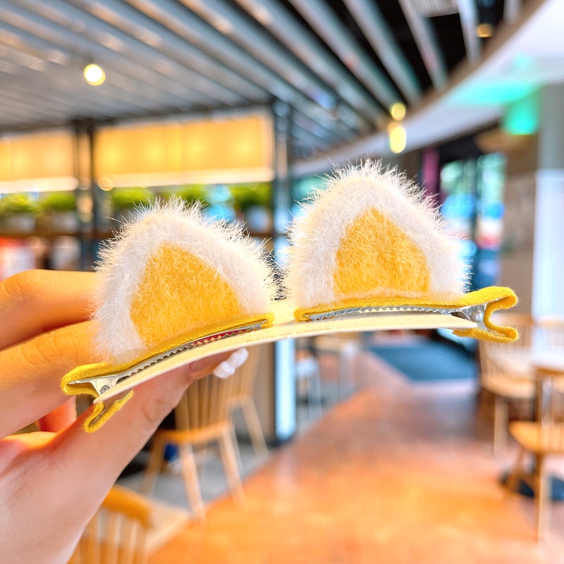 Kẹp Tóc Tai Mèo Bằng Lông Chồn Dễ Thương Dành Cho Bé Gái