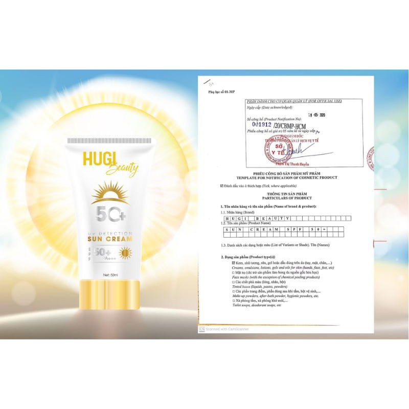 Kem Chống Nắng Lý Hóa Kiềm Dầu Dưỡng Ẩm Và Nâng Tông Da SPF 50 PA +++ HuGi 50ml Chính Hãng 100% | BigBuy360 - bigbuy360.vn