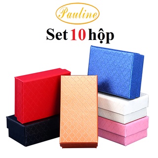 Set 10 Hộp giấy đựng trang sức 8x5x2.5 H853C caro 6 màu - Pauline's Store