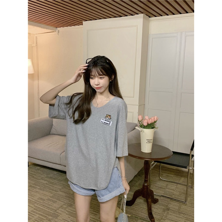 Áo Thun Ngắn Tay Thêu Họa Tiết Hổ Thời Trang Mùa Hè Hàn Quốc 2022 Dành Cho Nữ