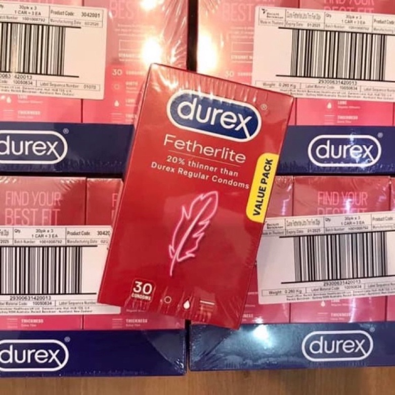 Bao cao su Durex đỏ hộp 30 chiếc nội địa úc