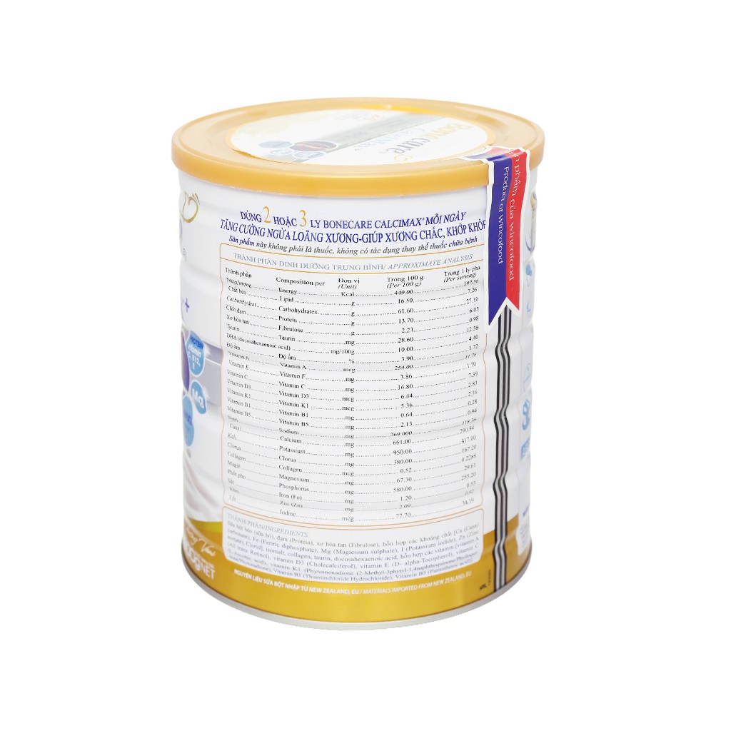 Wincofood Bonecare CalciMax+ hương vani lon 900g (2 hộp)