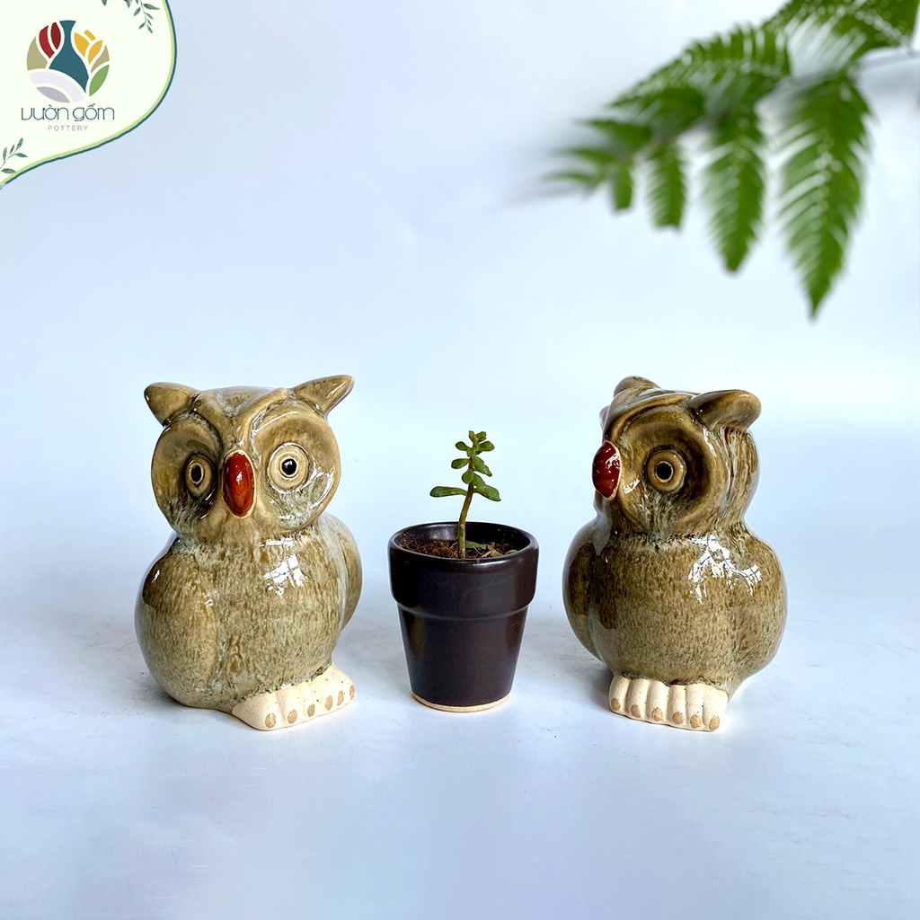 Tượng gốm cú mèo may mắn decor trang trí tiểu cảnh Vườn Gốm - The Garden