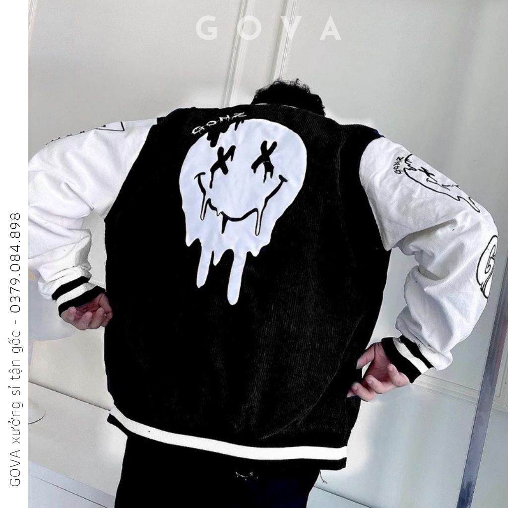 Áo Bomber Nhung Gân GONZ 1 lớp form rộng ulzzang, áo khoác Nhung nam nữ cực đẹp GOVA
