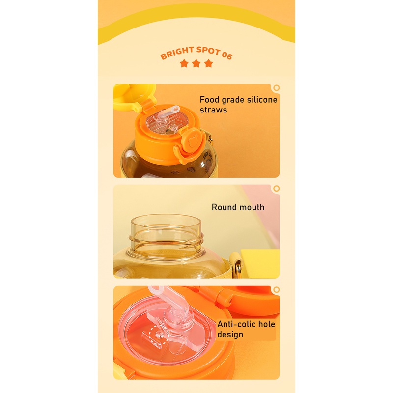 ONLY HOUSE Bình Nước Nhựa Họa Tiết Hoạt Hình Có Ống Hút Sang Trọng Cho Nam Nữ