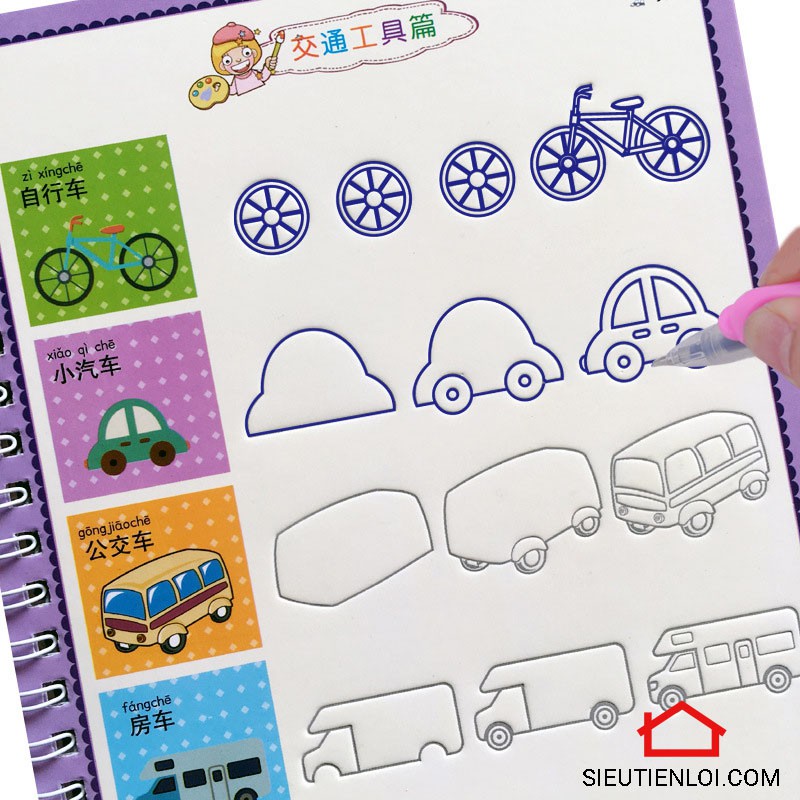 Set 3 tập viết chữ đẹp tự xóa thần kỳ cho bé - Tập viết chữ cái,tập viết chữ số,vẽ tranh tặng kèm bút