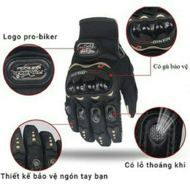 [top đồ phượt rẻ] Găng tay phượt probiker GÙ NHỰA DÀI bảo vệ tay