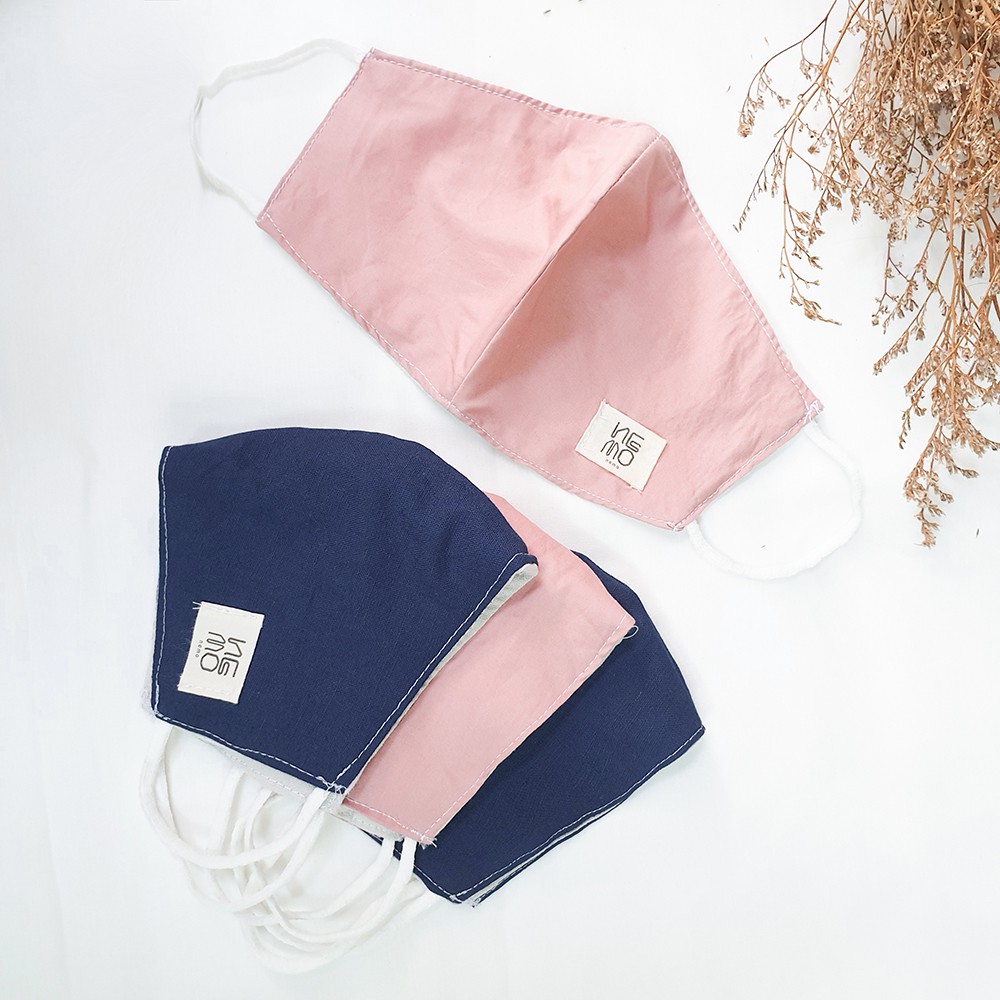 Khẩu Trang Linen Trơn 3 lớp Logo Nemo, có nút tăng giảm dây tiện dụng | BigBuy360 - bigbuy360.vn