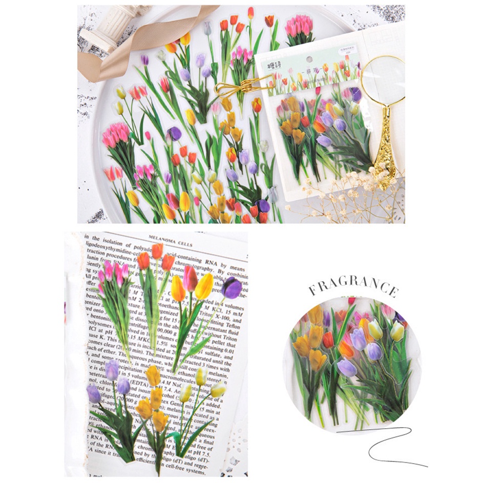 Set 40 Miếng Dán Trang Trí Sổ Tay/Nhật Ký Hình Hoa Mùa Thu Kiểu Vintage